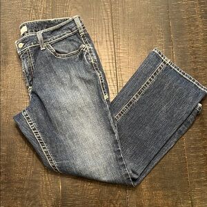 Classic Blue Boot Cut Jeans with Natural Fading